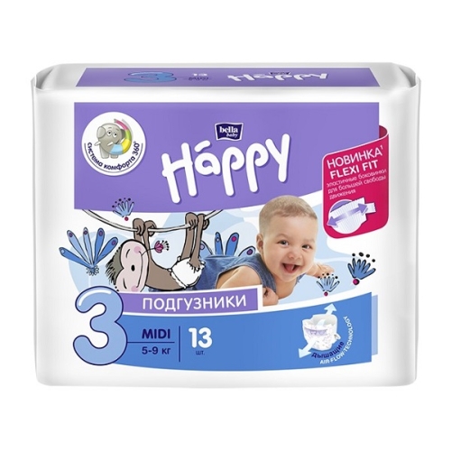Белла Бэби Хеппи Подгузники миди 5-9кг 13шт Bella Baby Happy