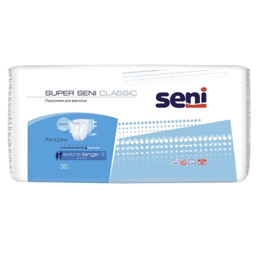Сени Супер Классик Подгузники для взрослых р.XL №30 130-170см Seni Super Classlc Extra large