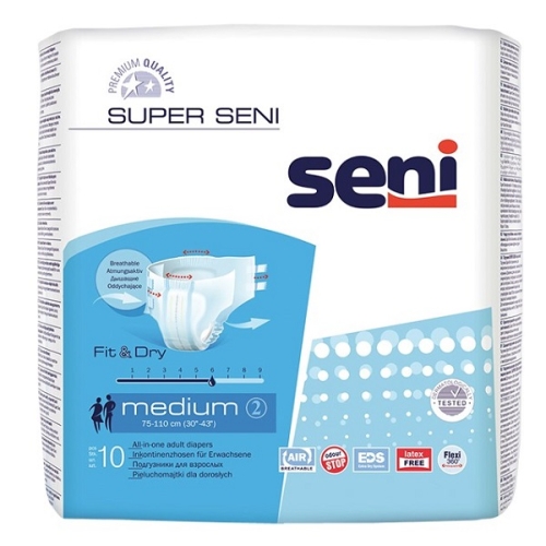 Сени Супер Подгузники для взрослых р.M 10шт. 75-110см Seni Super Medium