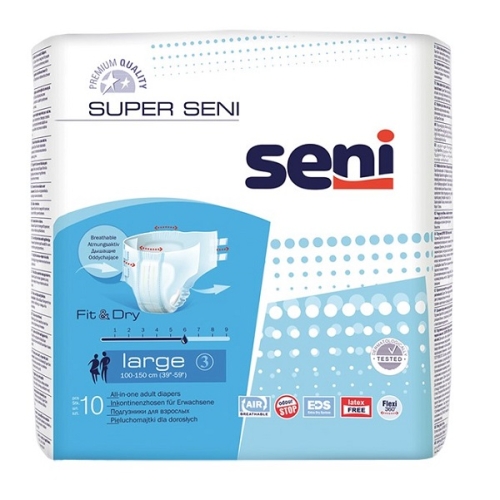 Сени Супер Подгузники для взрослых р.L №10 100-150см Seni Super 