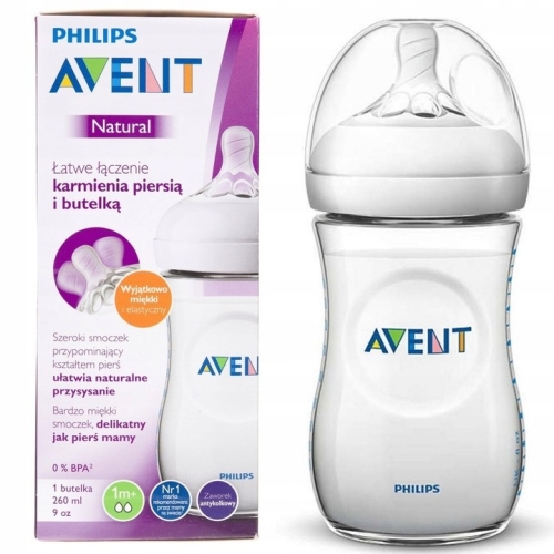 Авент Бутылочка Natural 260мл 1шт. силикон. соска 1+мес.