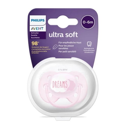Авент Пустышка Ultra soft силикон. ортодонт. 0-6мес. 1шт. д/девочек Арт.SCF527/01