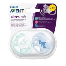Авент Пустышка Ultra soft силикон. ортодонт. 2шт. 0-6 мес. д/мальчиков Арт.003677/SCF222-20