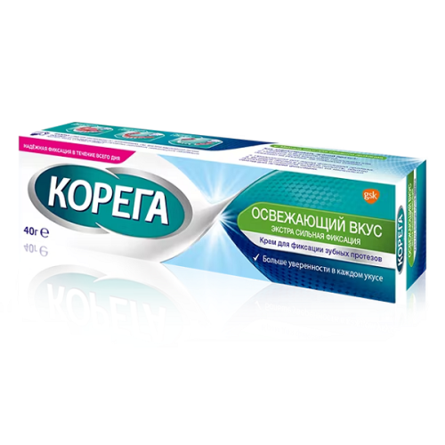 Корега Освежающий вкус крем 40г для фиксации протезов