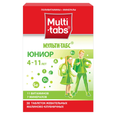 Мульти-Табс Юниор таб жев №30 малина-клубника