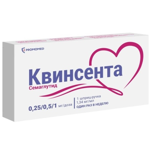 Квинсента р-р д/п/к введ 0,25мг/0,5мг/1мг/доза шпр-ручк 3мл №1 с иглами №9